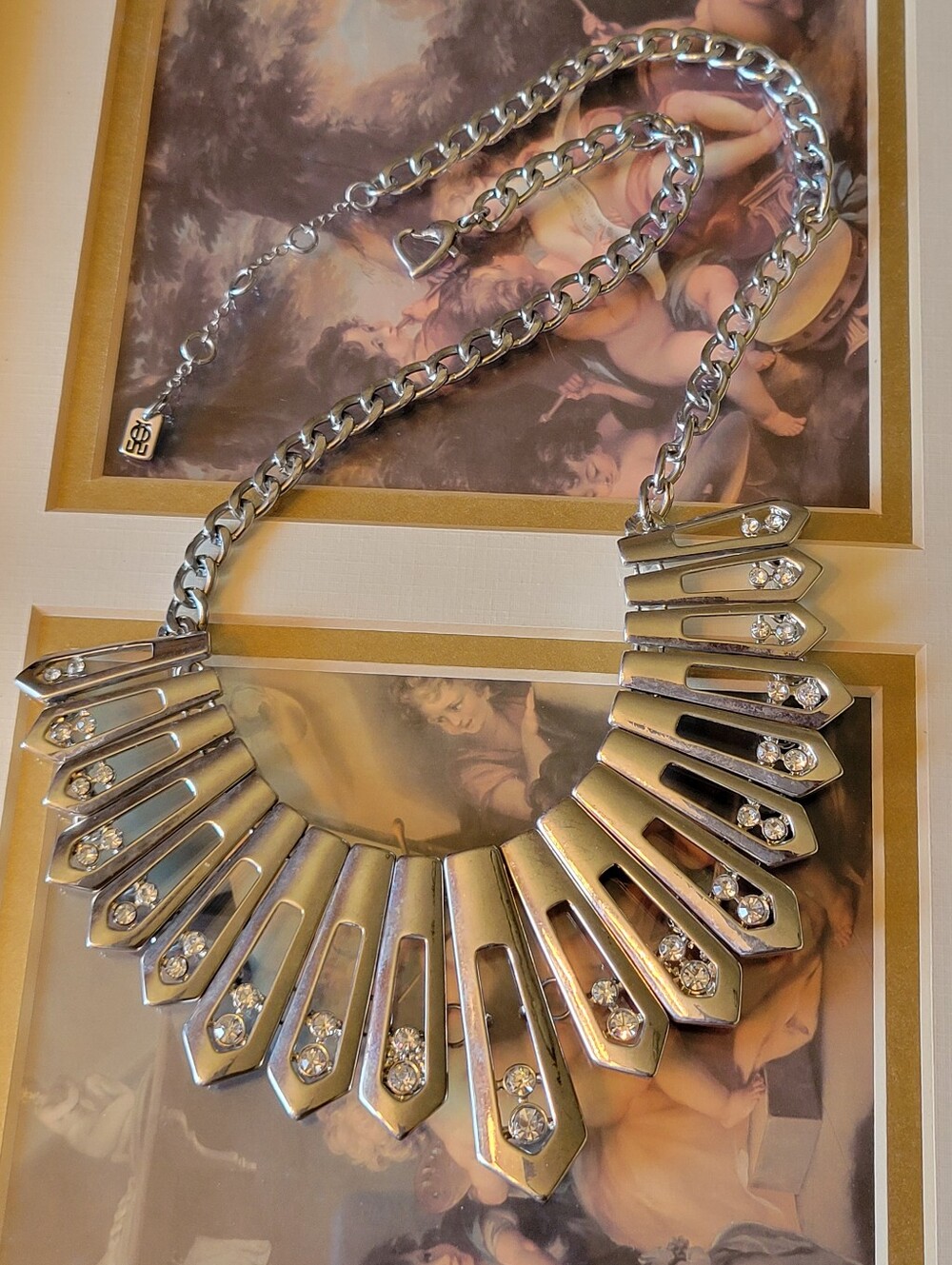 Silver Metal & Rhinestone Necklace